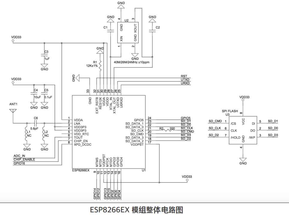 esp8266模组電(diàn)路图